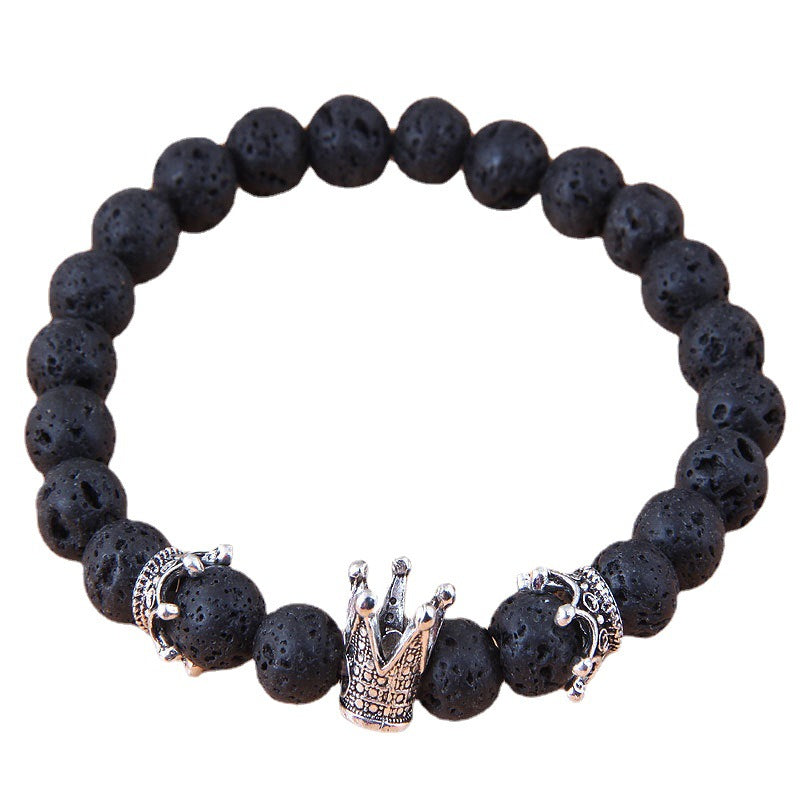 Wholesale Metal Owl Lava Stone Bracelet